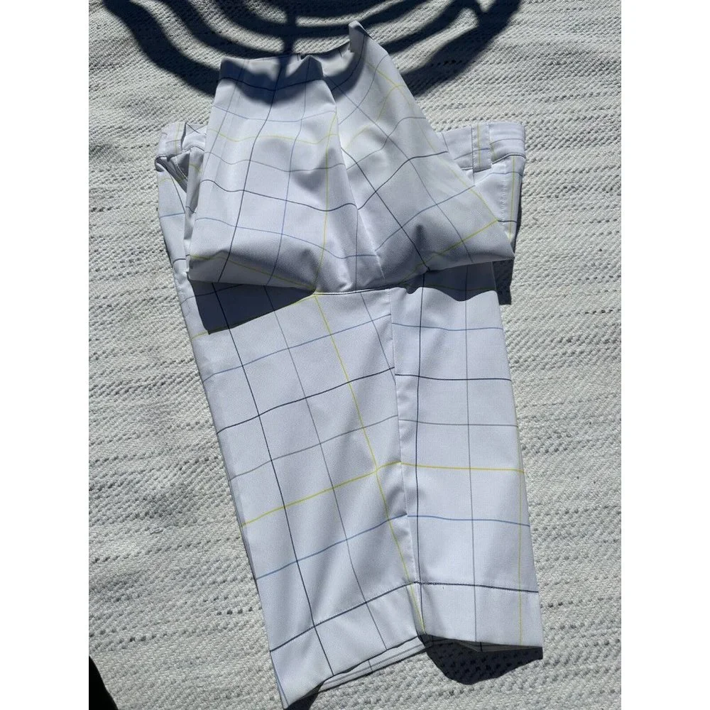 NIKE GOLF Shorts Medium White Blue Striped Chino Embroidered Swoosh Dri-Fit Mens - Picture 11 of 16